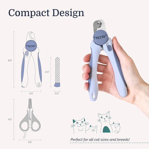 Hepper Cat Nail Clipper Kit - Small and Large Sharp Cat Claw Clippers with Added Nail File and Storage Pouch - Cat Nail