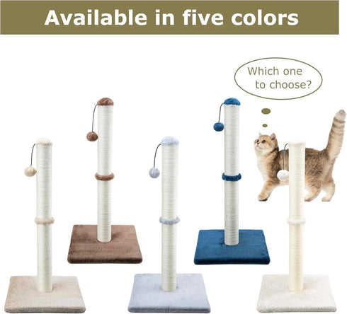 Dimaka 29" Tall Cat Scratching Post, Premium Sisal Rope Scratch Tree with Dangling Ball for Indoor Cats (Grey)