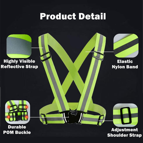 Reflective Safety Vest Gear, Adjustable High Visibility Running Gear for Men and Women, 2-10 Pack