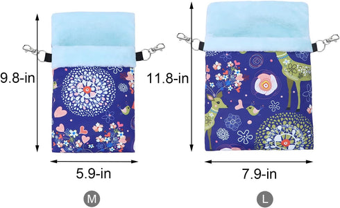 Wontee Small Pet Sleeping Pouch Sleep Bag, Warm Bed Hideout for Hamsters, Hedgehogs, Sugar Gliders, Squirrels (L, Blue