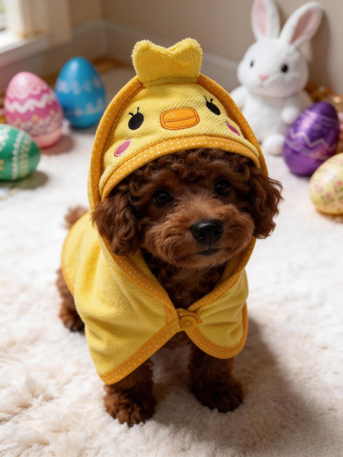 IOICYBF Dog Hooded Bathrobe Towel, Fast Drying Bath Towel Absorbent Warm Blanket Yellow M