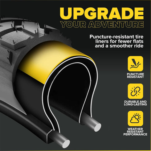 Ultraverse Fat Tire Liners, Tube Protection Against Flats, 20, 24 and 26 inch x 4.0 tire size, Durable Plastic Shield