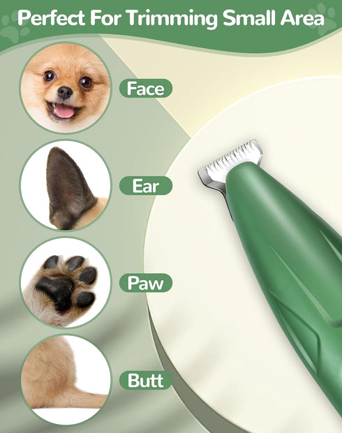 LEYOUFU Dog Clippers for Grooming - 2 Speed Low Noise Cordless Trimmer for Small Pets, Green