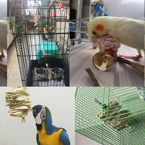 Hamiledyi Parrot Toys, Chewing Bird Toy Cuttle Bone, Beak Grinding Cage Hanging Bell for African Greys, 3 Pack
