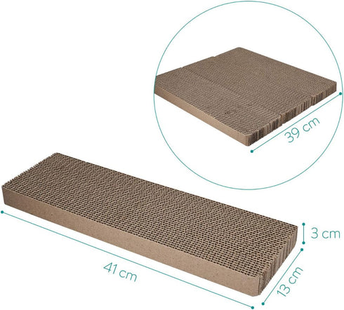 Navaris Cat Scratching Board Set - Narrow Cardboard Scratch Boards for Small and Large Cats, Set of 3