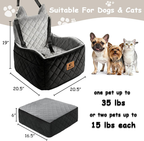 Eimuzure 6" 35 lbs Elevated Dog Booster Seat for Small & Medium Dogs up to Memory Foam Car Bed with Washable Cover