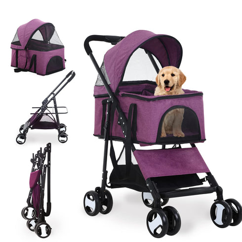 NChanmar Dog Stroller 3-in-1 Folding Dog Stroller for Medium Small Dogs Pet Stroller