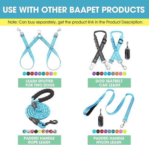 BAAPET Comfortable Dog Collar with Double Security Dual D-Ring and ID Tag Hanger for Small, Medium, Large Dogs (XS -