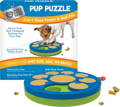 Pup Puzzle Interactive Dog Nail File Treat Dispensing Toy, Mentally Stimulating Nail