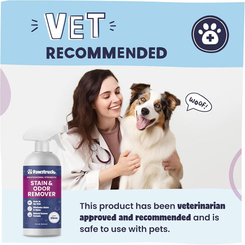 Pawstruck Professional Strength Pet Stain & Odor Remover - Natural Enzyme Cleaning Agent for Dogs & Cats 32 oz