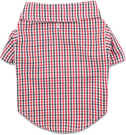 DroolingDog 3 Pack Plaid Dog Tee Shirt, Puppy Button Up Shirts, Breathable Summer T-Shirts for Small Dogs