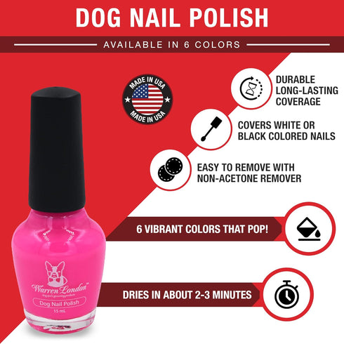 Warren London Dog Nail Polish in A Bottle, Premium Coverage and Color, All 6 Colors