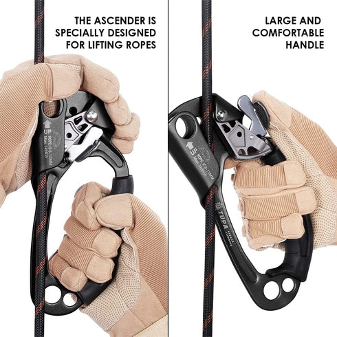 LIXADA Climbing Hand Ascender - 8-13mm Vertical Rope Access with Ergonomic Rubber Handle - CE Certified