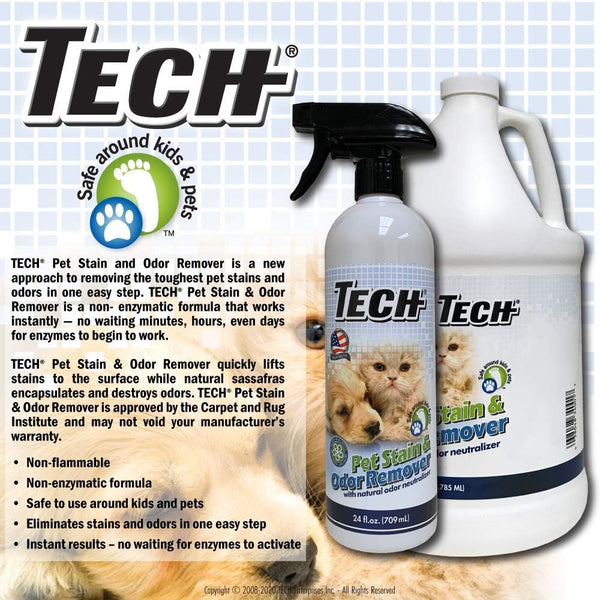 TECH Pet Stain & Odor Remover for Carpets - Eliminate Urine, Feces, Vomit, Drool and Other Pet Stains Instantly (24 oz)