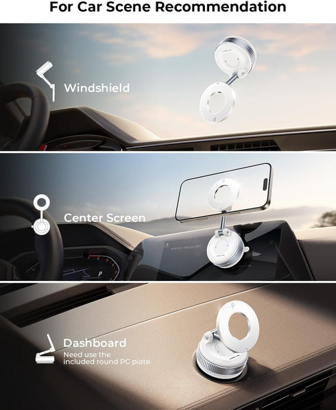 MRGLAS 2025 [89+LBS 2800gf 360 Upgraded Vacuum Magnetic Phone Holder, for Magsafe Suction Cup Phone Mount Car Truck