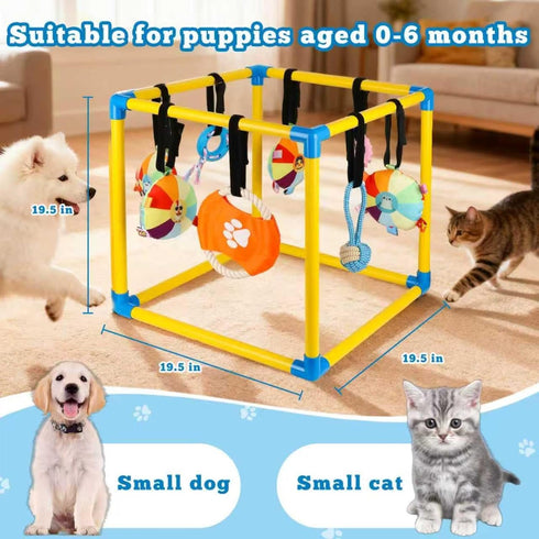 Eaacaa 8 Puppy Game Gym Puppy Toothing Toy, Equipped with Hanging Small Puppy Toys, Jungle Playground has Interactive