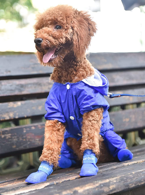 Puppy Dogs Candy Colors Anti-Slip Waterproof Rubber Rain Shoes, Boots Paws Cover (Blue, Large)