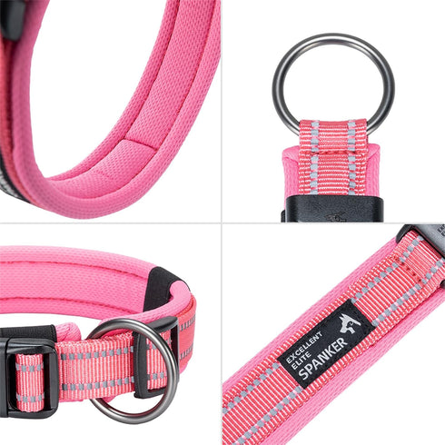EXCELLENT ELITE SPANKER Reflective Dog Collar, Classic Soft Padded Nylon Adjustable Pet Collar for Small Medium Large