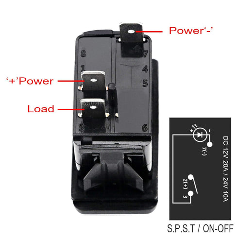 KEING Waterproof Rocker Switch Toggle with Blue LED Light, 12V 20Amp, 24V 10Amp, 3 Pin for Automotive Cars, Marine,