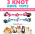 Dog Rope Chew Toy for Medium and Small Dogs | Natural Cotton Pull Rope for Interactive Tug of War (Small 3 Knots, 2
