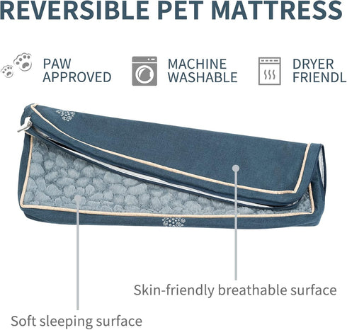 VANKEAN Waterproof Dog Crate Pad Bed Mat - Reversible Pet Crate Mattress for Cats and Dogs, Navy/Grey