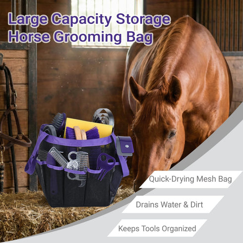 13 Set Piece Horse Grooming Kit, Complete Horse Brush & Curry Comb, Horse Brushes for Grooming with Tote Bag, Tack Room