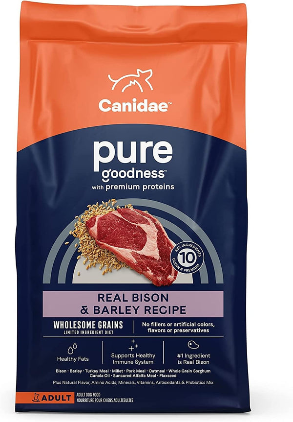 CANIDAE Pure Real Bison & Barley Recipe Dog Dry Food - 4 lbs