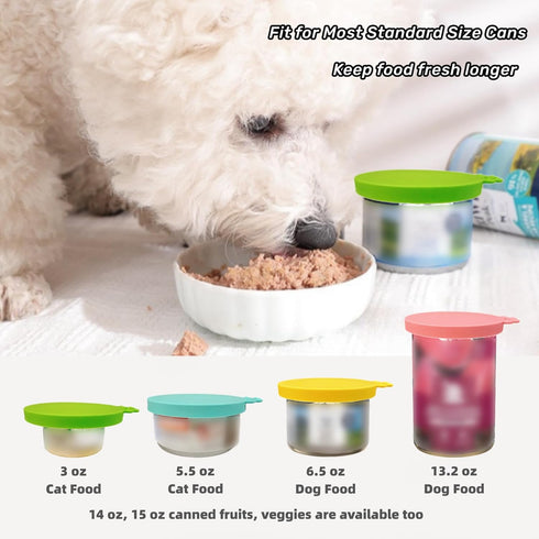 MoPawKT Silicone Pet Food Can Covers, 3 Inner Diameters for Standard Cat & Dog Food Cans, BPA Free (2 lids + 1 spoon)