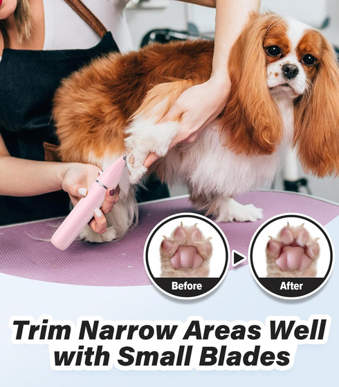 Trimmer Trimming Casfuy Cordless Dog Paw - Low Noise Small Dog Clippers with Double Blades USB Rechargeable Grooming