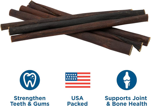 Best Bully Sticks All Natural Peanut Butter Flavor Beef Collagen Sticks - 12 Inch 6 Pack | Long Lasting Limited