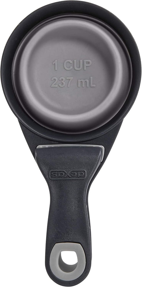 Dexas Pets Collapsible KlipScoop - 1 Cup Capacity Dry Dog Food Scoop and Bag Clip, Light Gray (PW660432429)