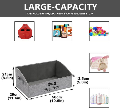 Morezi Personalized Dog Toy Box - Large Shallow Baskets for Pet Toy Storage - Perfect Collapsible Bin for Home