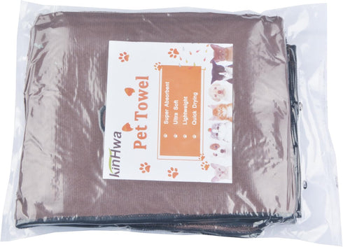 KinHwa Super Absorbent Dog Towel Microfiber Bath Towel for Small, Medium, Large Dogs and Cats, 30inch x 50inch, Brown
