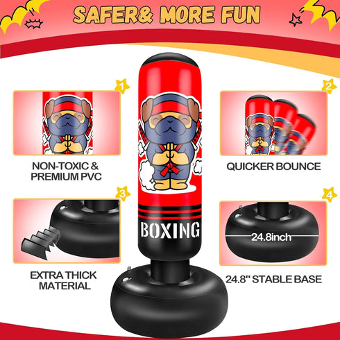 SHZYGQ 65 Inch Set MMA Inflatable Punching Bag for Kids, Kids Punching Bag with Gloves for Boys & Girls, Kicking Bag