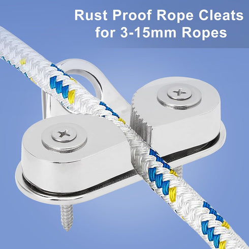 Ymiko 316 Stainless Steel Cam Cleat, Proof Rope Cleats for 3-15mm Ropes, Boat Hardware for Sailboat Kayak