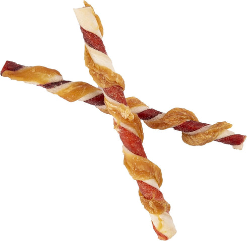 Good'n'Fun Triple Flavor Twists, Dog Chew Sticks, 70 Count of Premium Chicken and Beef Hide Treats