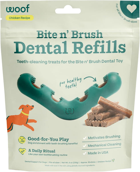 WOOF - Bite n' Brush Refills Treats for the Dog Toothbrush Toy