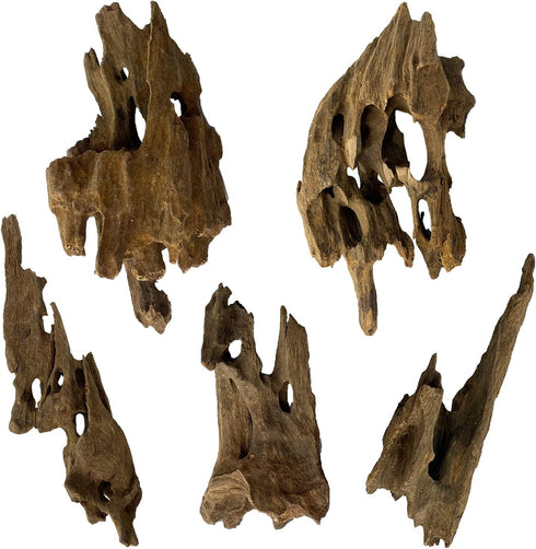 kathson 5 Pack Aquarium Driftwood, Natural Wood Assorted Branches, Fish Tank Decoration for Reptiles Habitat