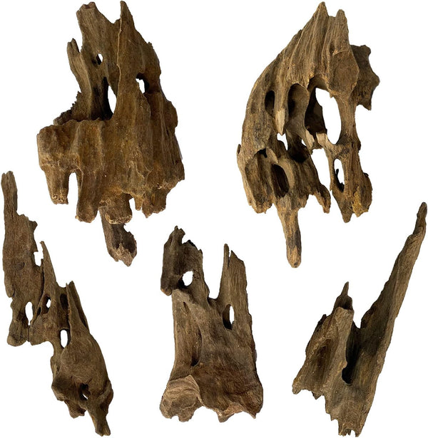 kathson 5 Pack Aquarium Driftwood, Natural Wood Assorted Branches, Fish Tank Decoration for Reptiles Habitat