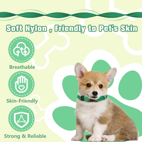 14 Pack Adjustable Puppy Collars - Breakaway Safety Whelping Collars for Small Puppies, Soft Nylon Identification