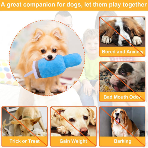 Mity Rain Funny Tumbler Handle Cup Dog Toys - Cute Squeaky Interactive Fluff and Tuff Toys for Small Medium Large Dogs