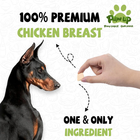3.8 oz PAWUP Freeze Dried Chicken Dog Treats, Single Ingredient Whole-Cut Chicken Breast, High Protein Training Treats