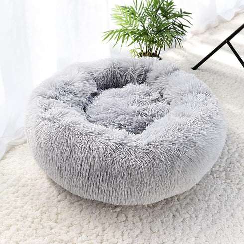 Cat Beds for Indoor Cats, Washable 20/24 inches, Anti Anxiety Round Fluffy Plush Faux Fur Cat Bed for Small Dogs