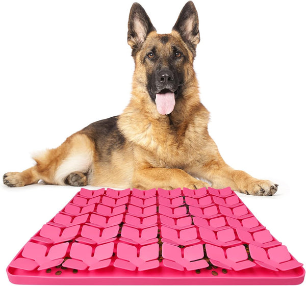 Snuffle Mat for Dogs, 16“x16”, Premium Silicone Interactive Feed Game for Large Dogs, Encourages Natural Foraging Skills