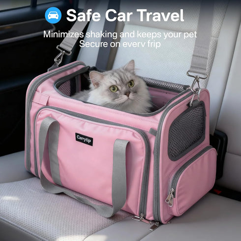 15 lbs, Cozy Expandable Cat Carrier, Airline Approved Soft Sided Pet Carrier for Cats & Small Dogs Up to with Locking