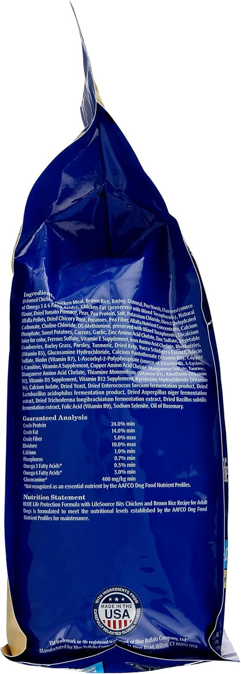 Blue Adult Dry Dog Food Life Protection Formula, Chicken & Brown Rice Recipe, 5 Pound, Pack of 3