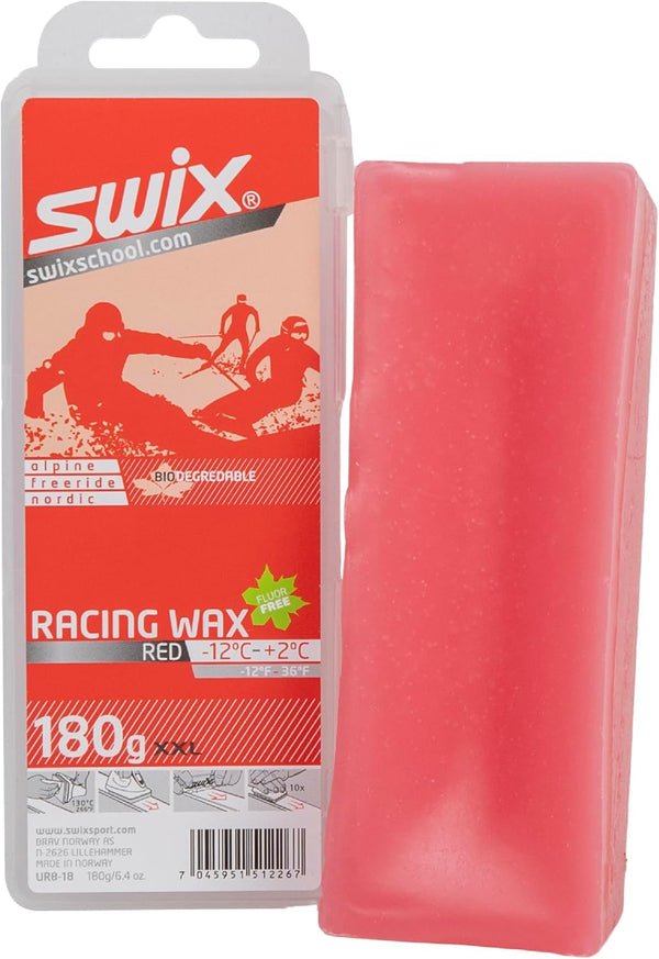 Swix Red Bio Degradable Ski/Snowboard Average Temperature Wax (180g Bar)