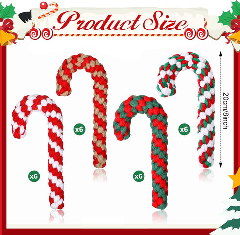 Liliful 24 Pieces Christmas in July Dog Rope Toys | Candy Cane Chew Toys for Small Medium Large Dogs