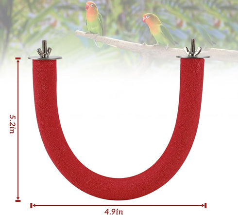 Rypet U Shape Parrot Perch Stand Toy for Paw Grinding, Quartz Bird Perch for Small Parakeets, Cockatiels, Conures,
