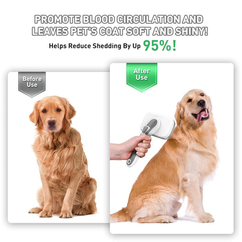 Dogs Cats Self Cleaning Slicker Brush for Shedding & Grooming - Remove Loose Undercoat, Knots, Mats - Grey